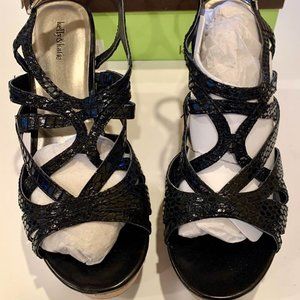 NIB! Kelly & Katie Black Wedge Sandals size 10M